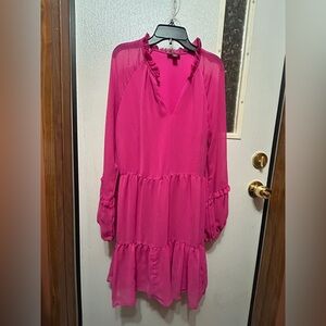 Vince Camuto Vibrant Pink Long Sleeve Dress